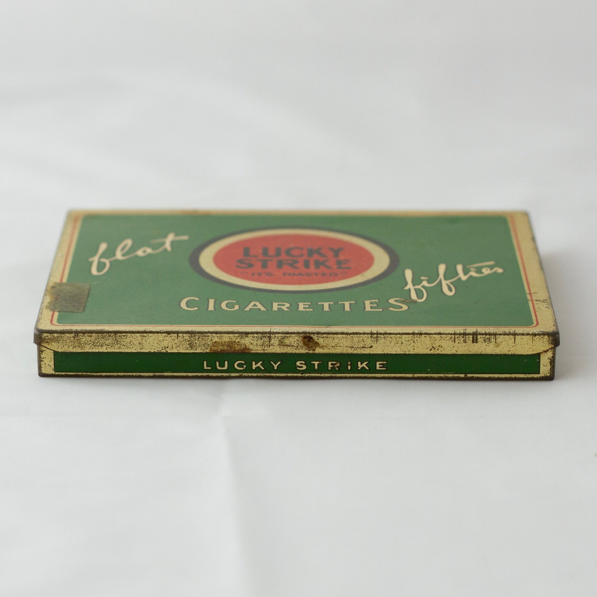 LUCKY STRIKE Flat Fifties Cigarette Tin Circa 1930s