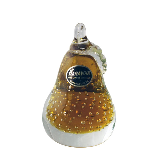 Kanawha Glass Controlled Bubble Pear (Amber) Paper Weight