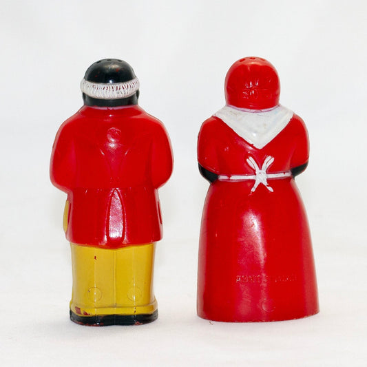 Molded Plastic AUNT JEMIMA & MOSE SHAKERS 3 ½” Black Americana Circa 1940s