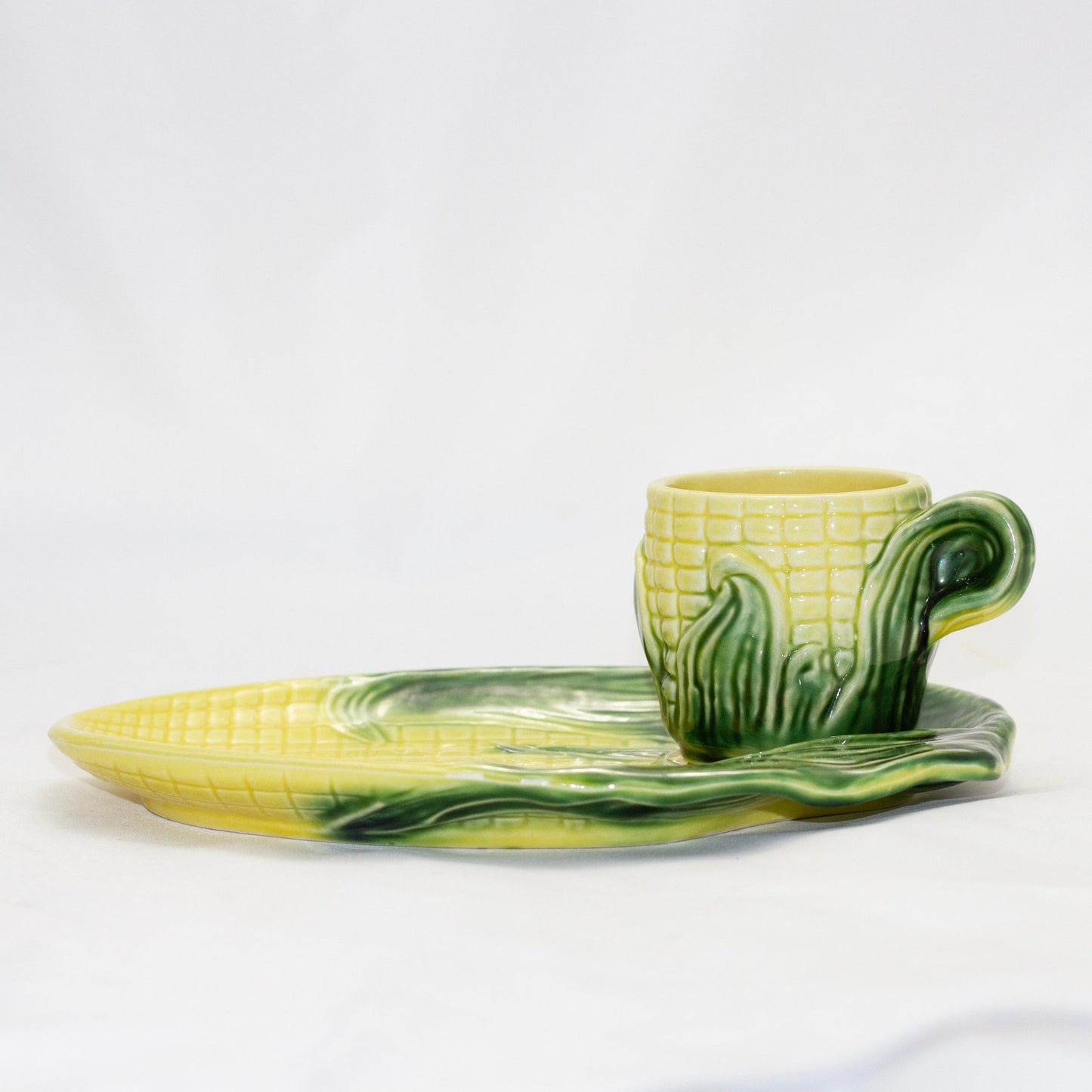 STANFORD POTTERY CORN Snack Plate & Cup Set Circa 1940s