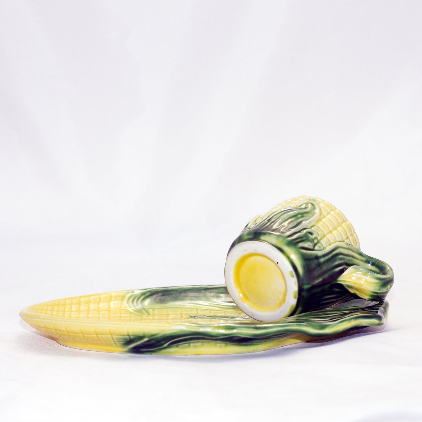 STANFORD POTTERY CORN Snack Plate & Cup Set Circa 1940s