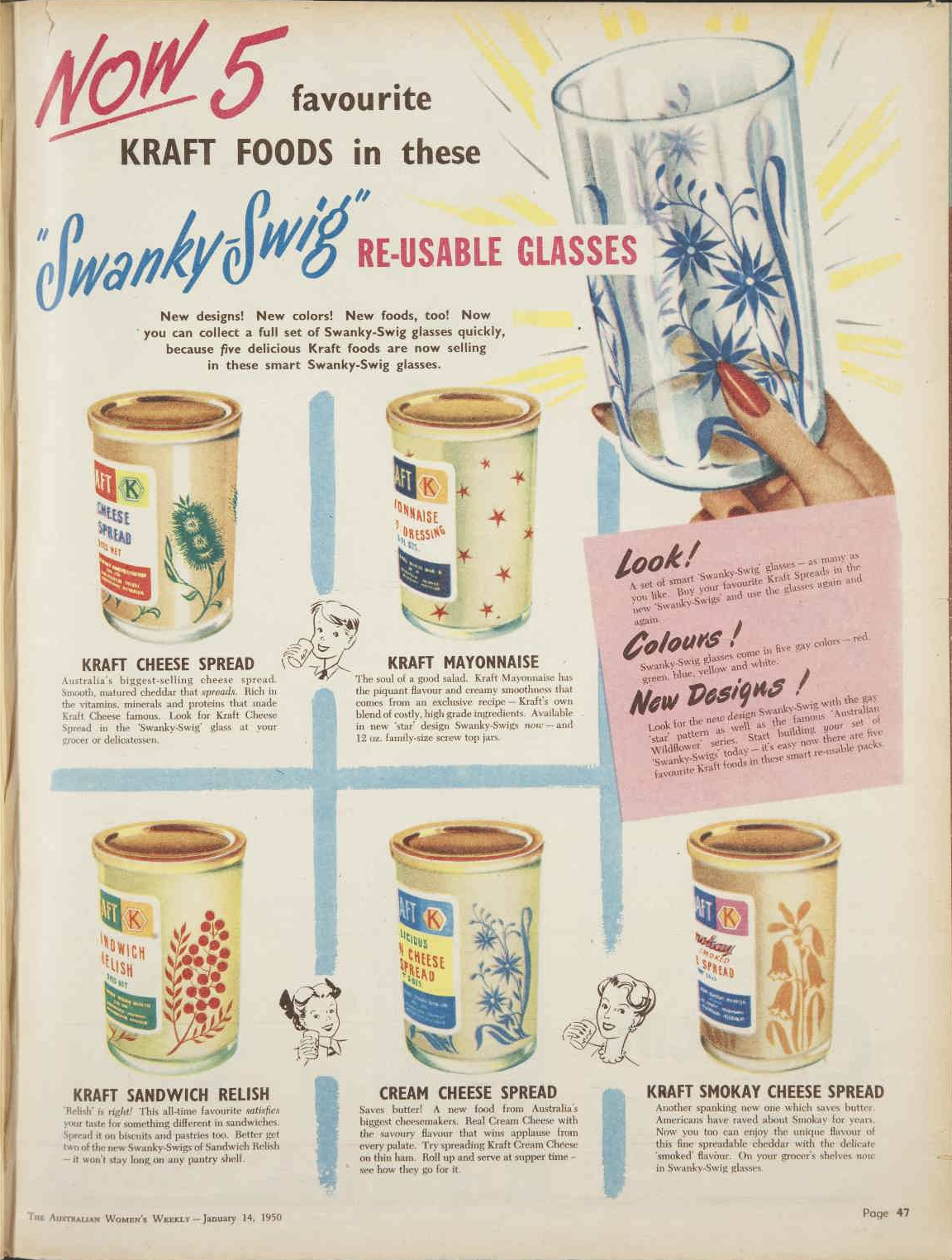 1950 Kraft Advertisement for Kraft Swanky Swig