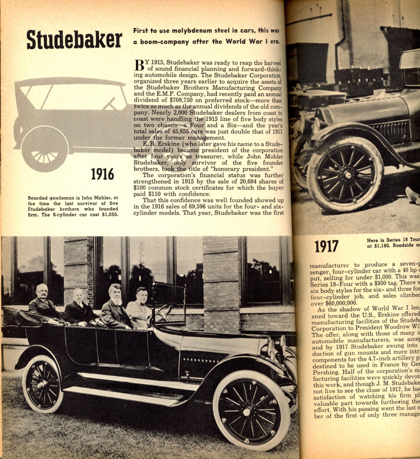 ANTIQUE AUTOMOBILES by John Bentley | Fawcett Publishers ©1952 STUDEBAKER 1916