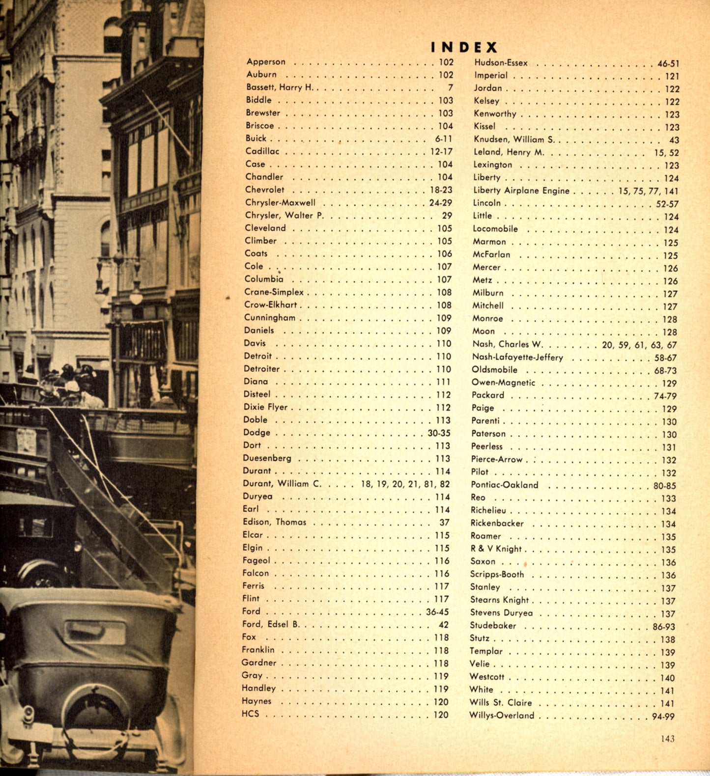 ANTIQUE AUTOMOBILES by John Bentley | Fawcett Publishers ©1952 INDEX