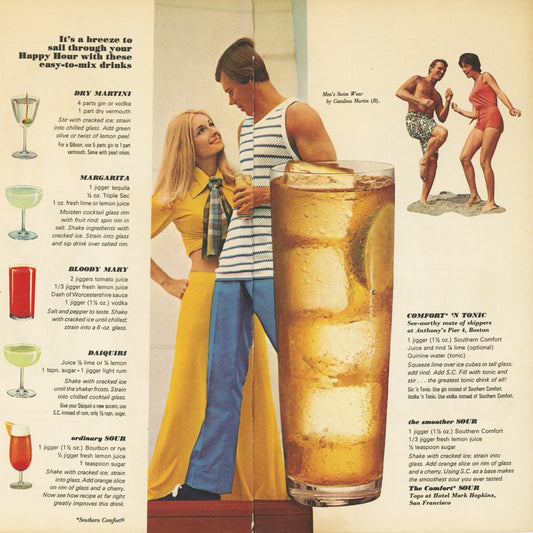 Beachcombers Happy Hour Bar Guide Southern Comfort 1970 Leaflet Inside