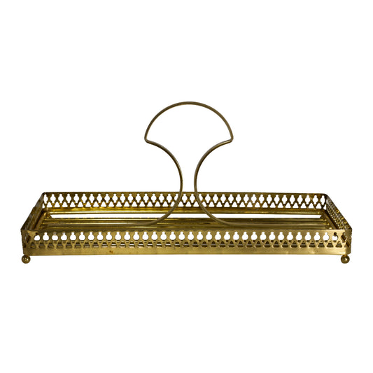 Mid-Century Vintage Brass Bar Tray for Cocktail Glasses or Coffee Caddy