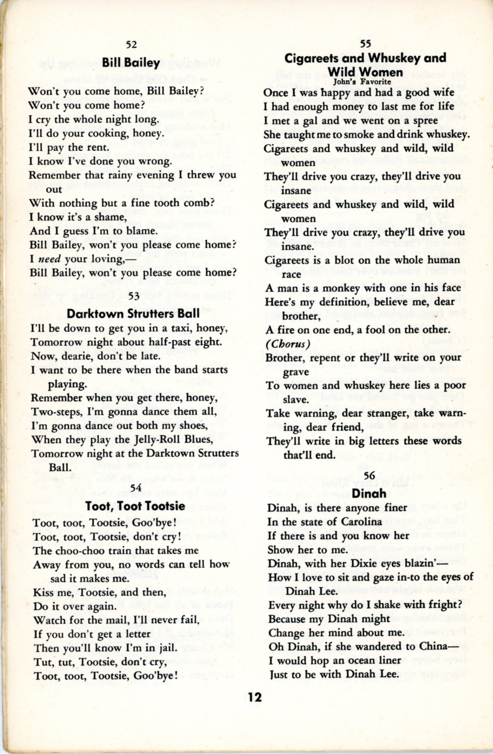 SINGING ALONG Songbook from Owl's Club Elmwood Place Cincinnati