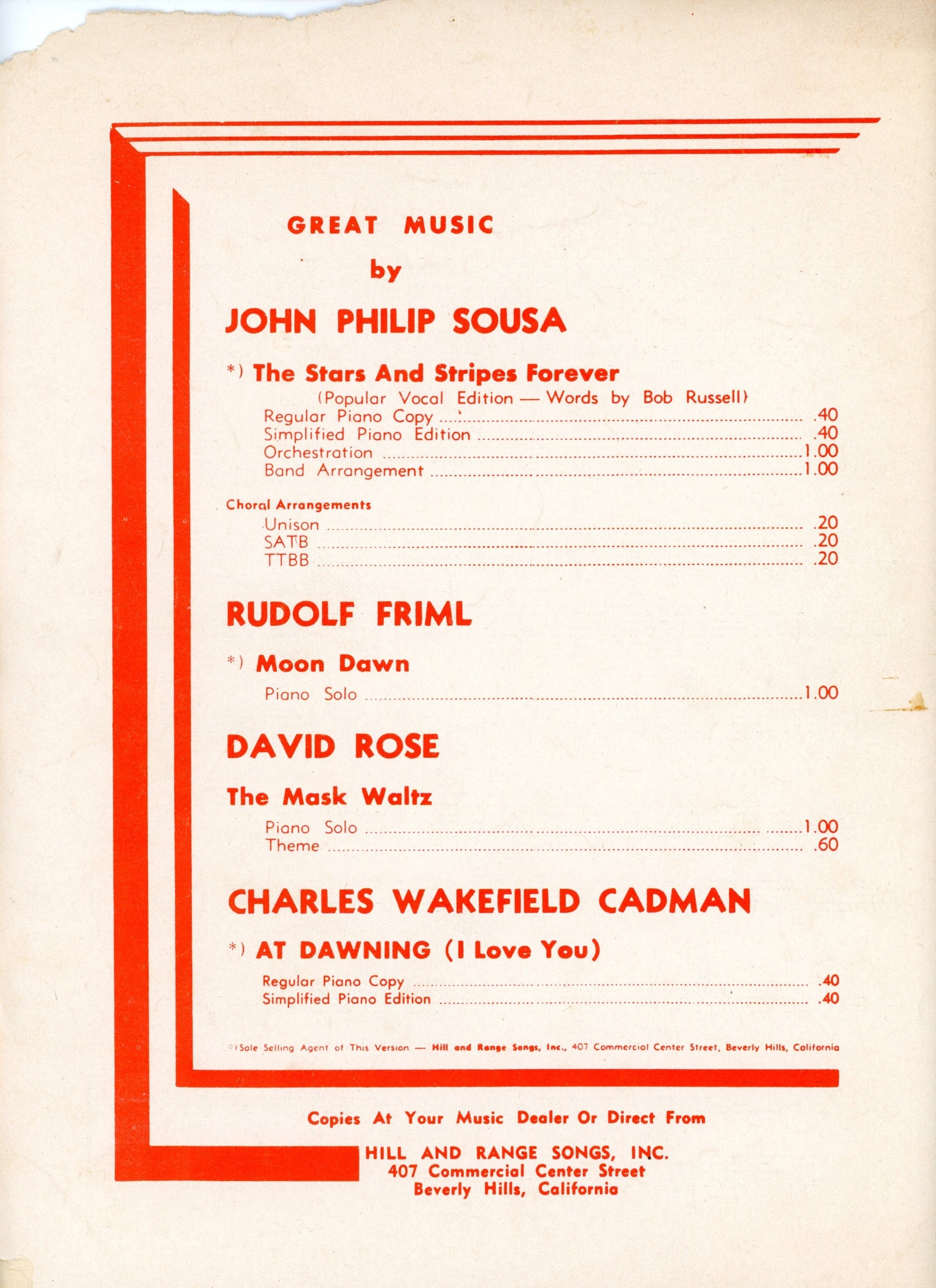 CHRISTMAS DAY Vintage Sheet Music by Benny Davis & Ted Murry ©1952 Back