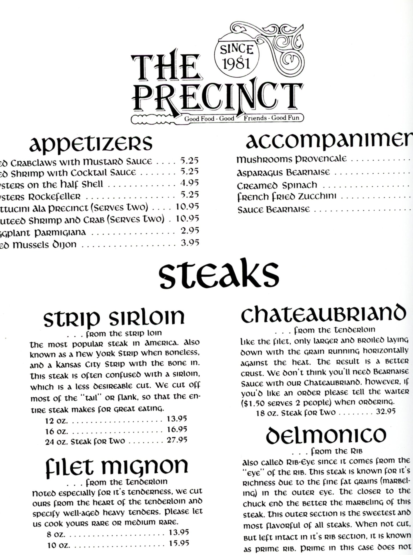 CINCINNATI RESTAURANTS Menus & Recipes | Randy & Jan Ryan-Hilman ©1983 The Precinct