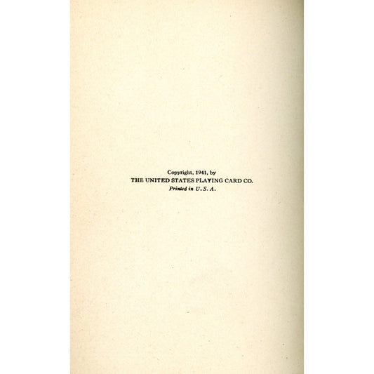 Vintage 1941 Poker rules booklet by US Playing Card Company with bold red spade cover. Clean, lightly used example. Copyright Page