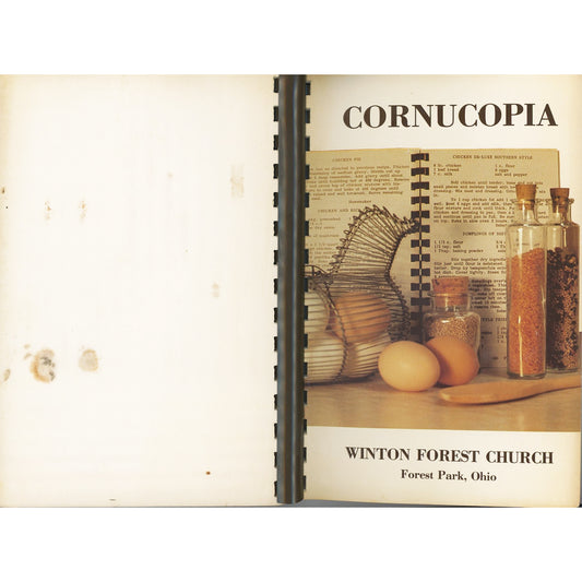 1978 Cornucopia community cookbook from Winton Forest Church, Forest Park, Ohio. 80+ pages of contributed recipes. Good vintage condition.
