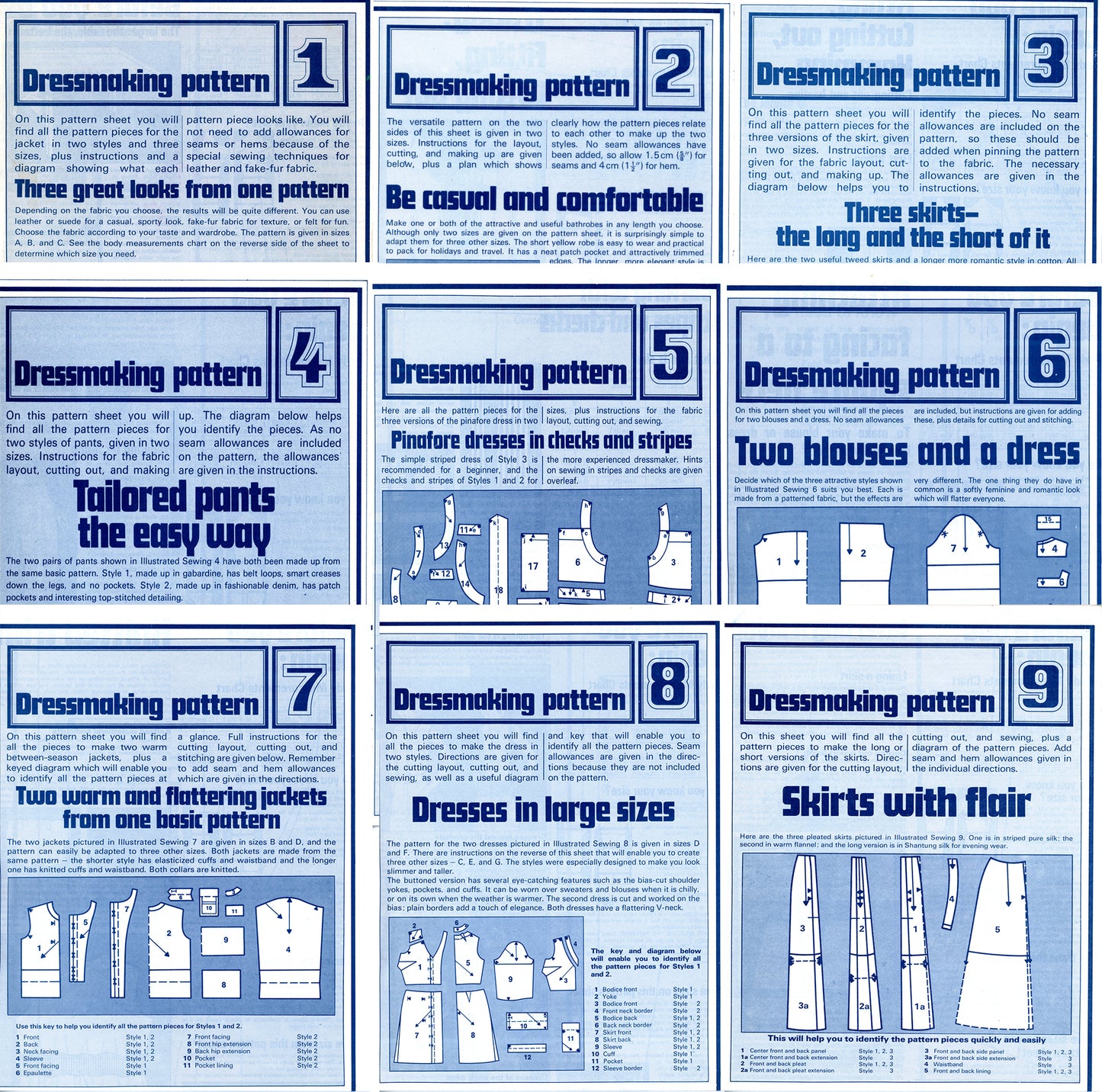 Phoebus Publishing DRESSMAKING PATTERNS Set of 80 Uncut 1-9