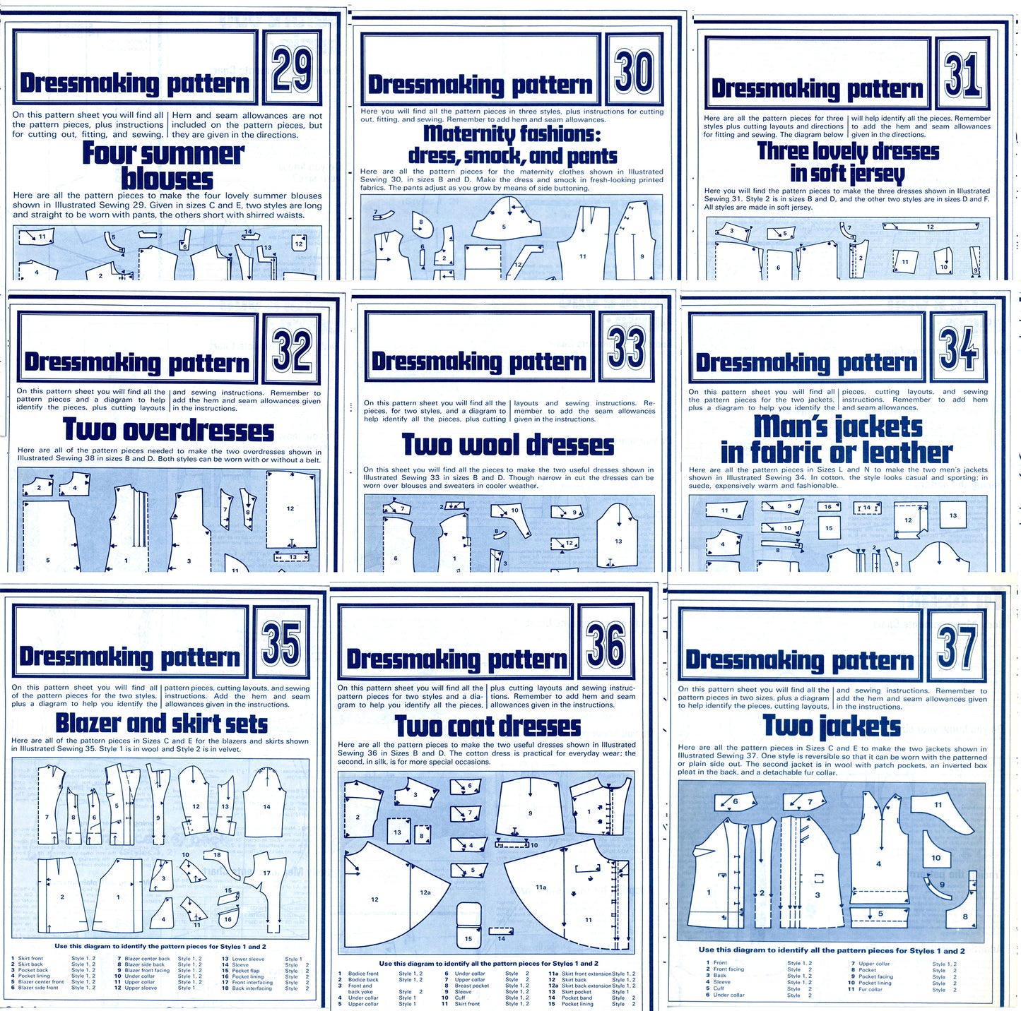 Phoebus Publishing DRESSMAKING PATTERNS Set of 80 Uncut 29 - 37