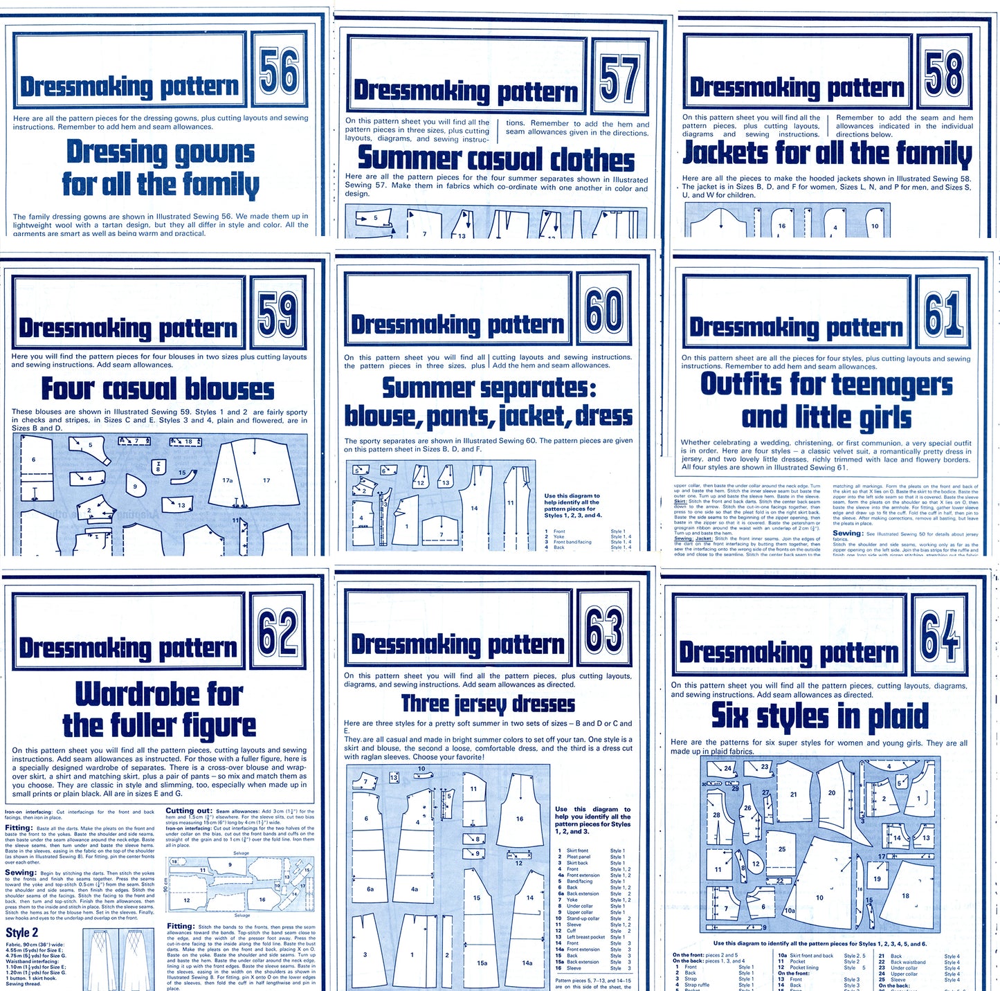 Phoebus Publishing DRESSMAKING PATTERNS Set of 80 Uncut 56 - 64