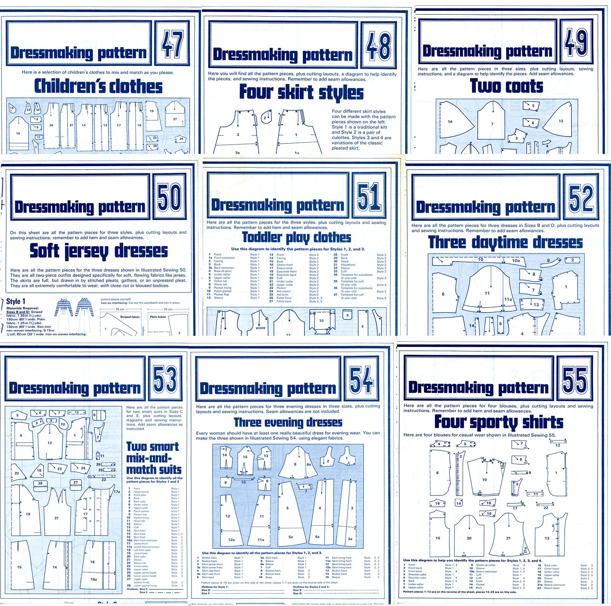 Phoebus Publishing DRESSMAKING PATTERNS Set of 80 Uncut  47 - 55