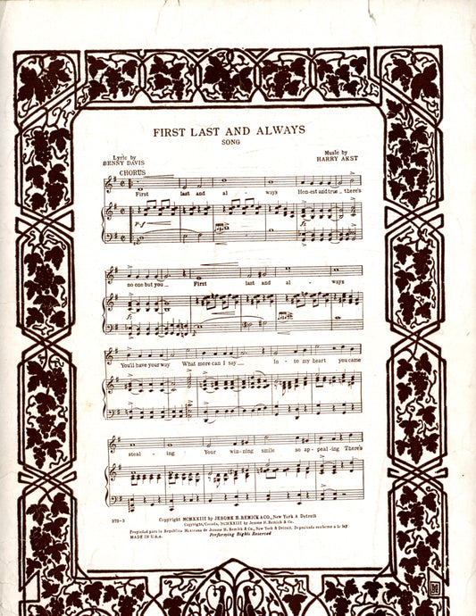 "Dreamy Melody" Early Remick 1922 Edition Featuring The Misses Dennis (Ruth, Ann & Cherie) Back Cover