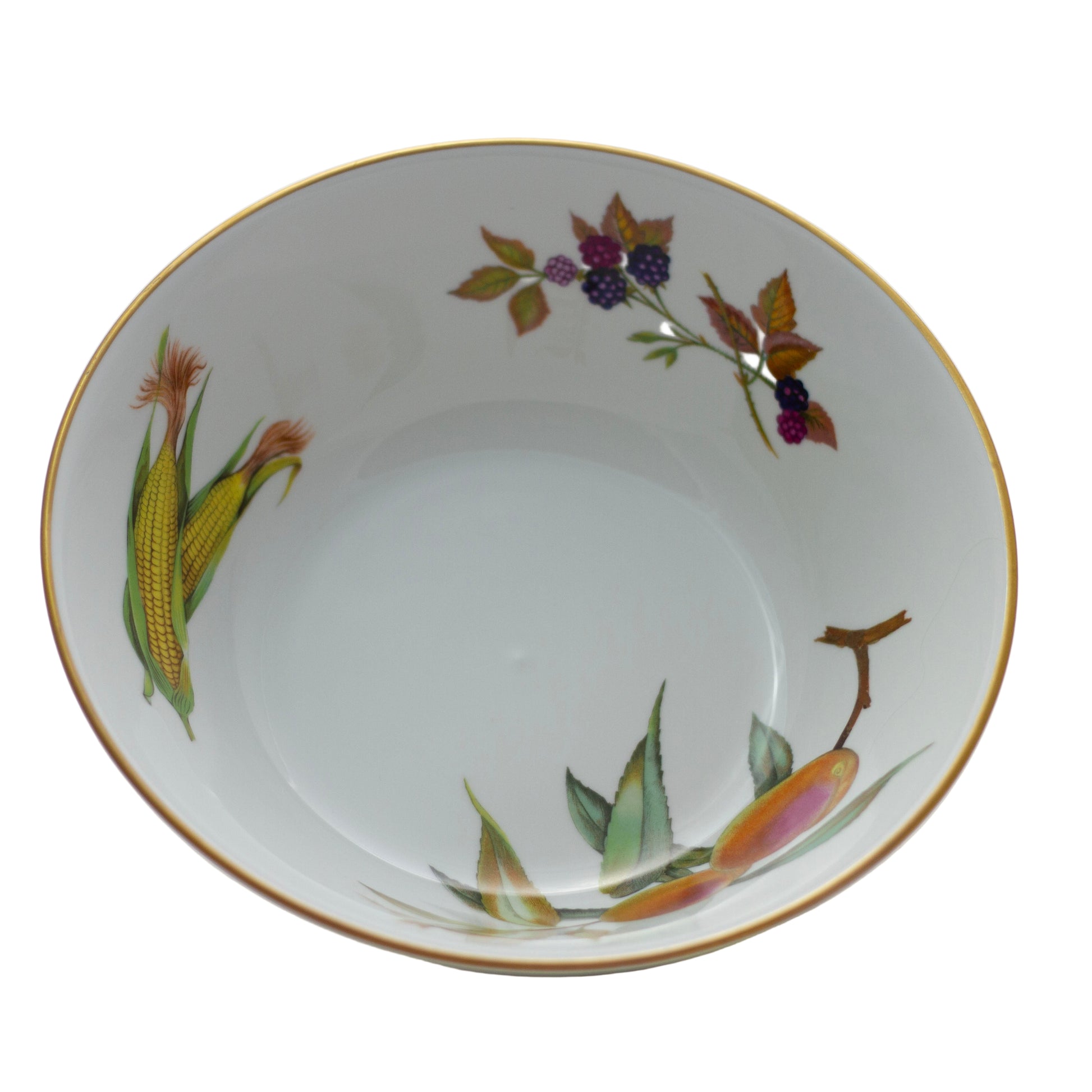 Royal Worcester Evesham Gold Porcelain 10" Salad Bowl with Fruit & Gold Trim