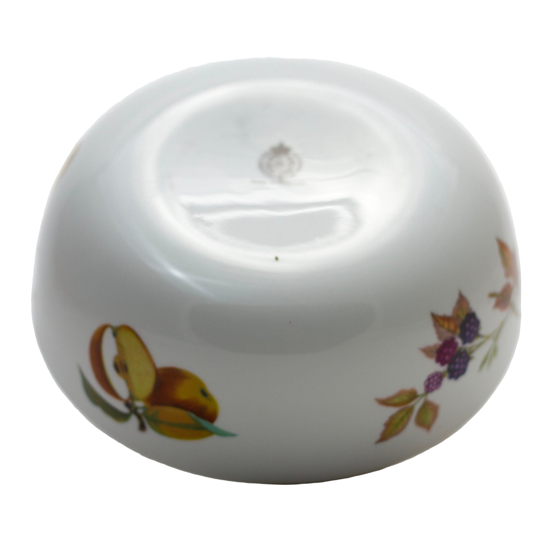 Royal Worcester Evesham Gold Porcelain 8" Fruit Bowl with Fruit & Gold Trim Orchard Fruits Base Stamp