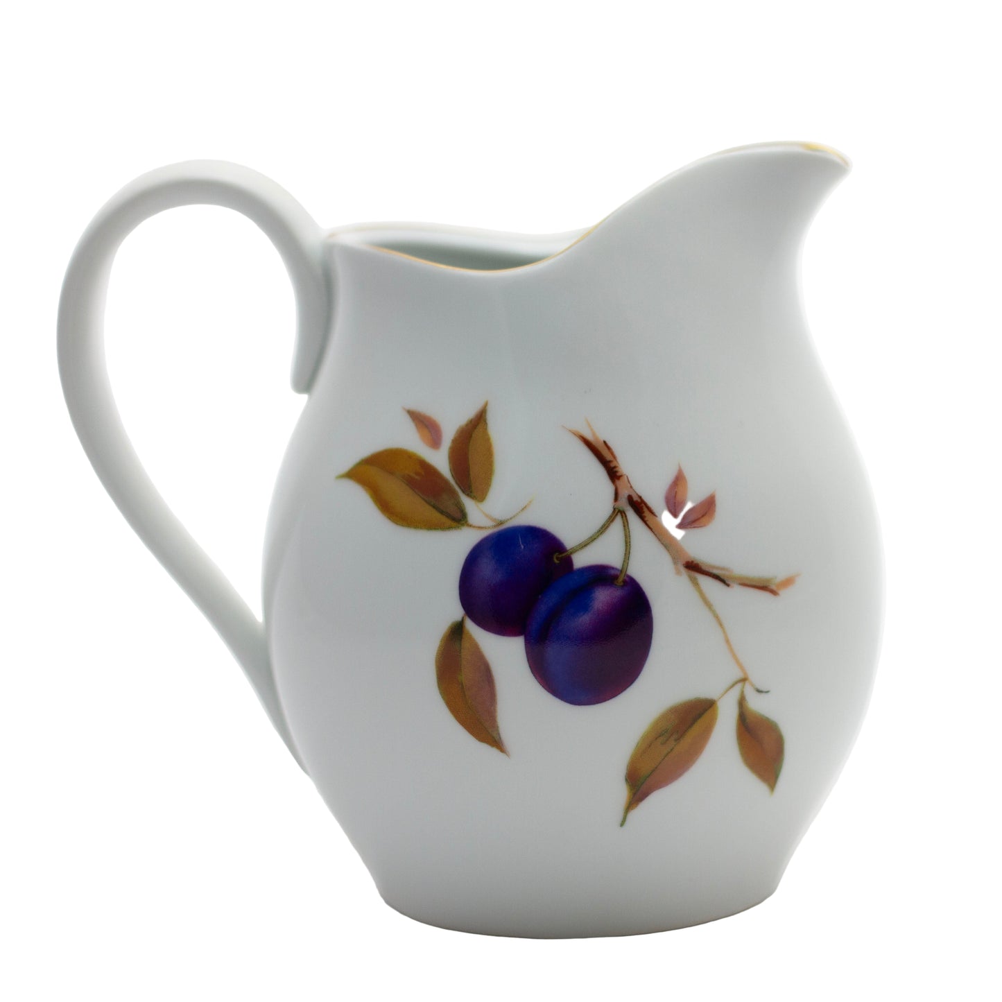 Royal Worcester Evesham Vale 56-oz Porcelain Pitcher Plums Side