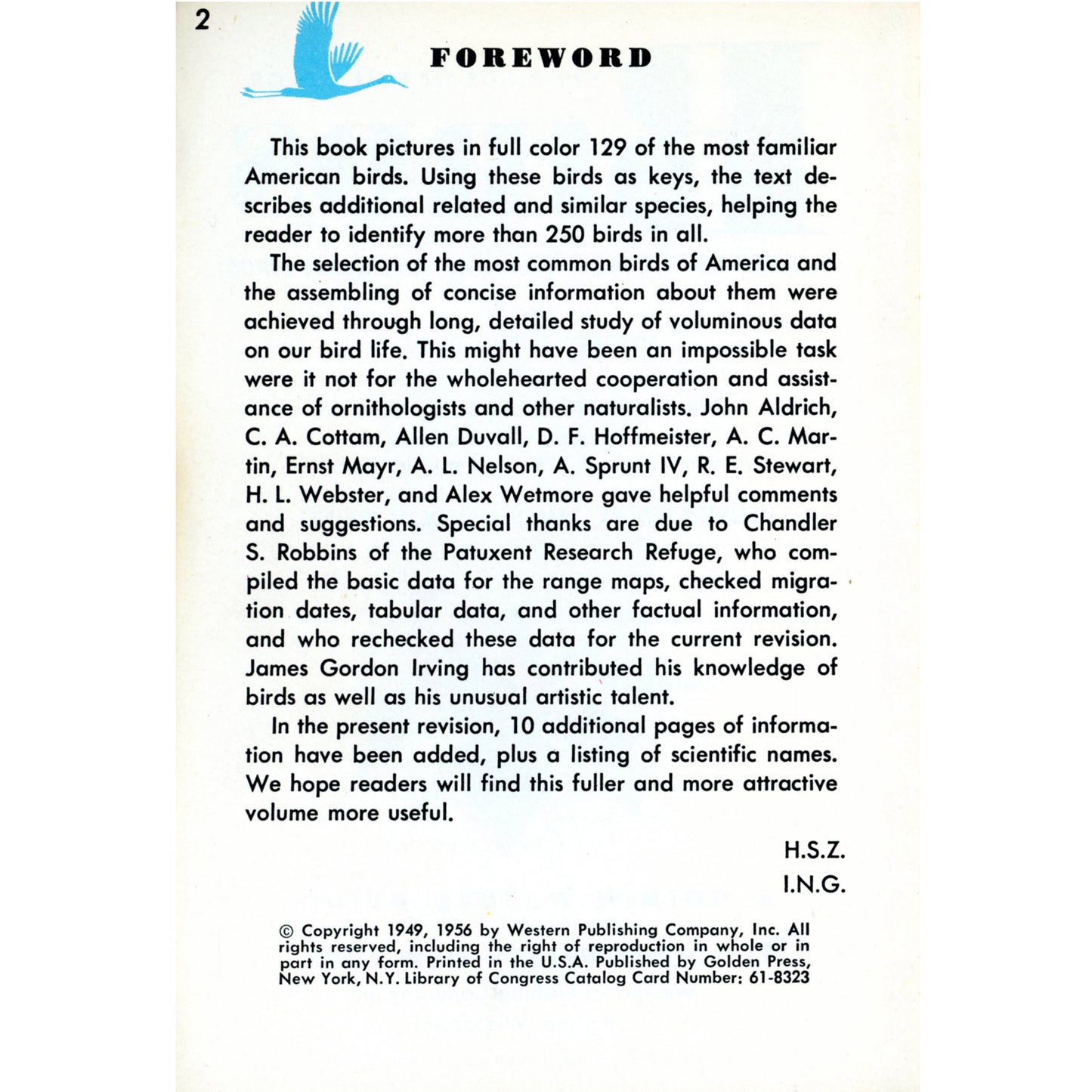Vintage Golden Guide Birds (1949/1956) by Zim & Gabrielson. Early pocket bird guide with color illustrations. Forward