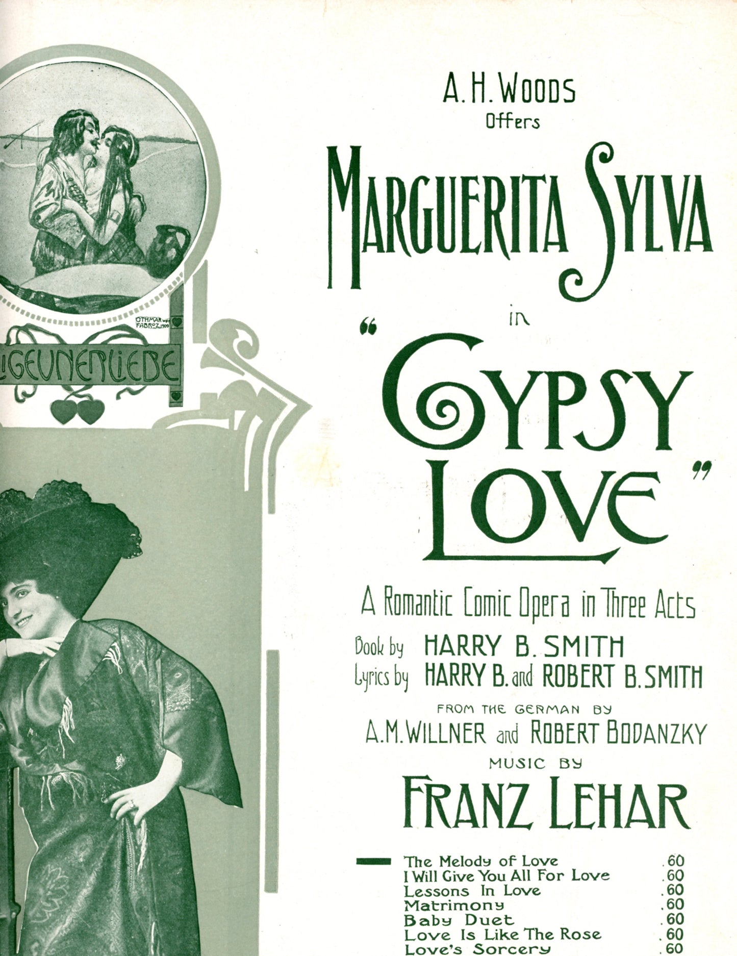 GYPSY LOVE A Romantic Comic Opera in Three Acts Sheet Music ©1911