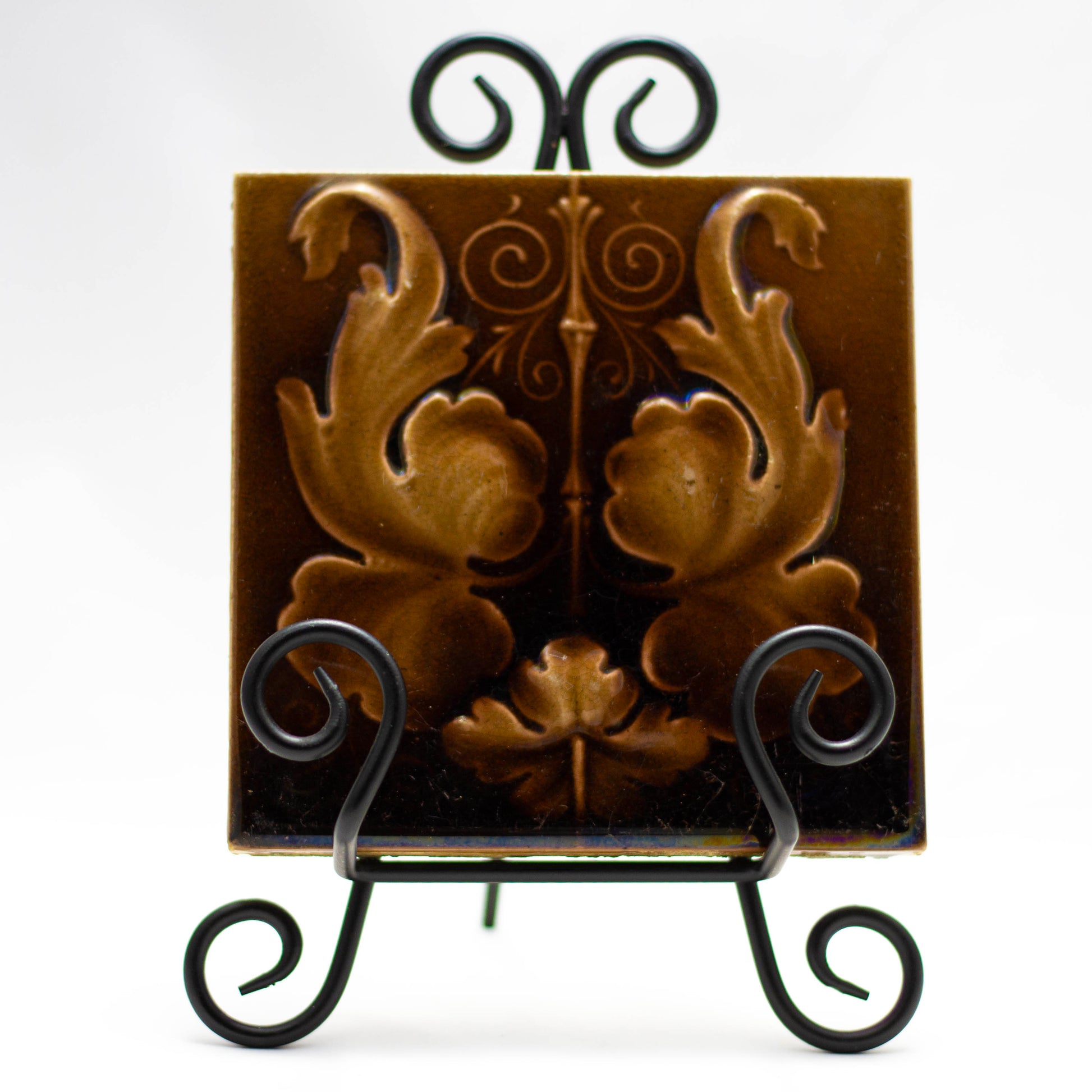 Antique Kensington Majolica Rare Tile with Mark, 1880s, Newport KY