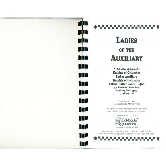 Ladies of the Auxiliary Knights of Columbus #968 Cookbook (1998) Copyright Page
