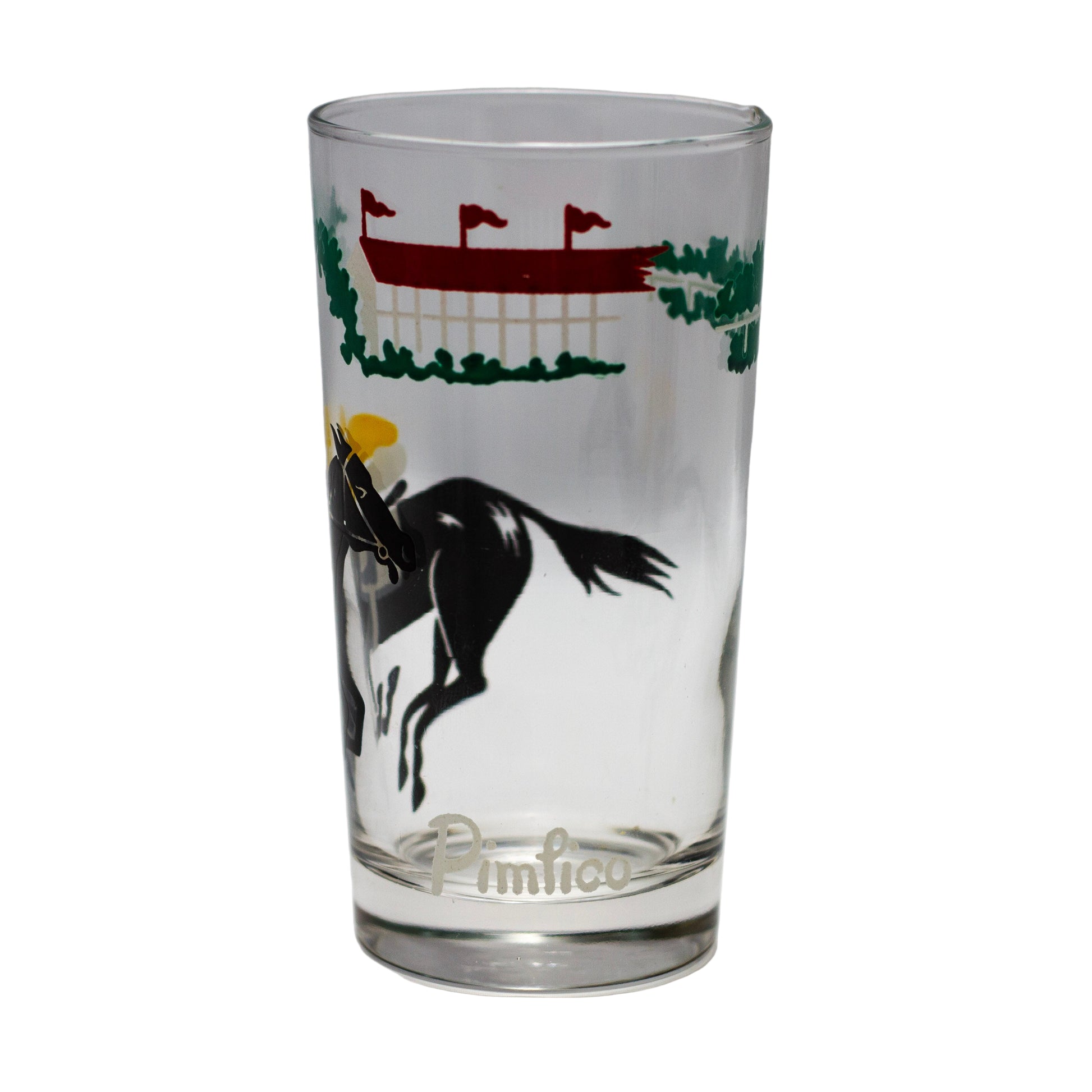 Libbey Safedge Jockey Club Horse Racing Pimlico Glass Back