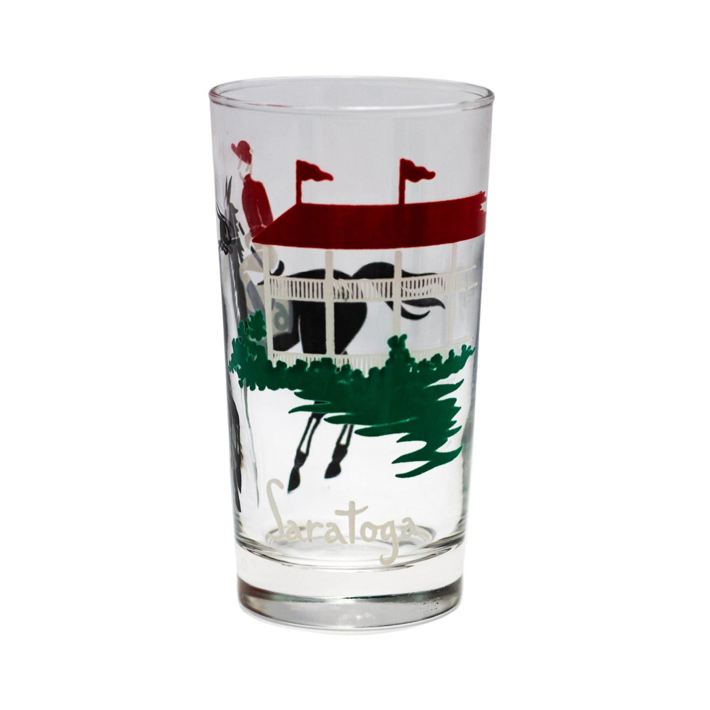 Libbey Safedge Jockey Club Horse Racing Saratoga Glass Back