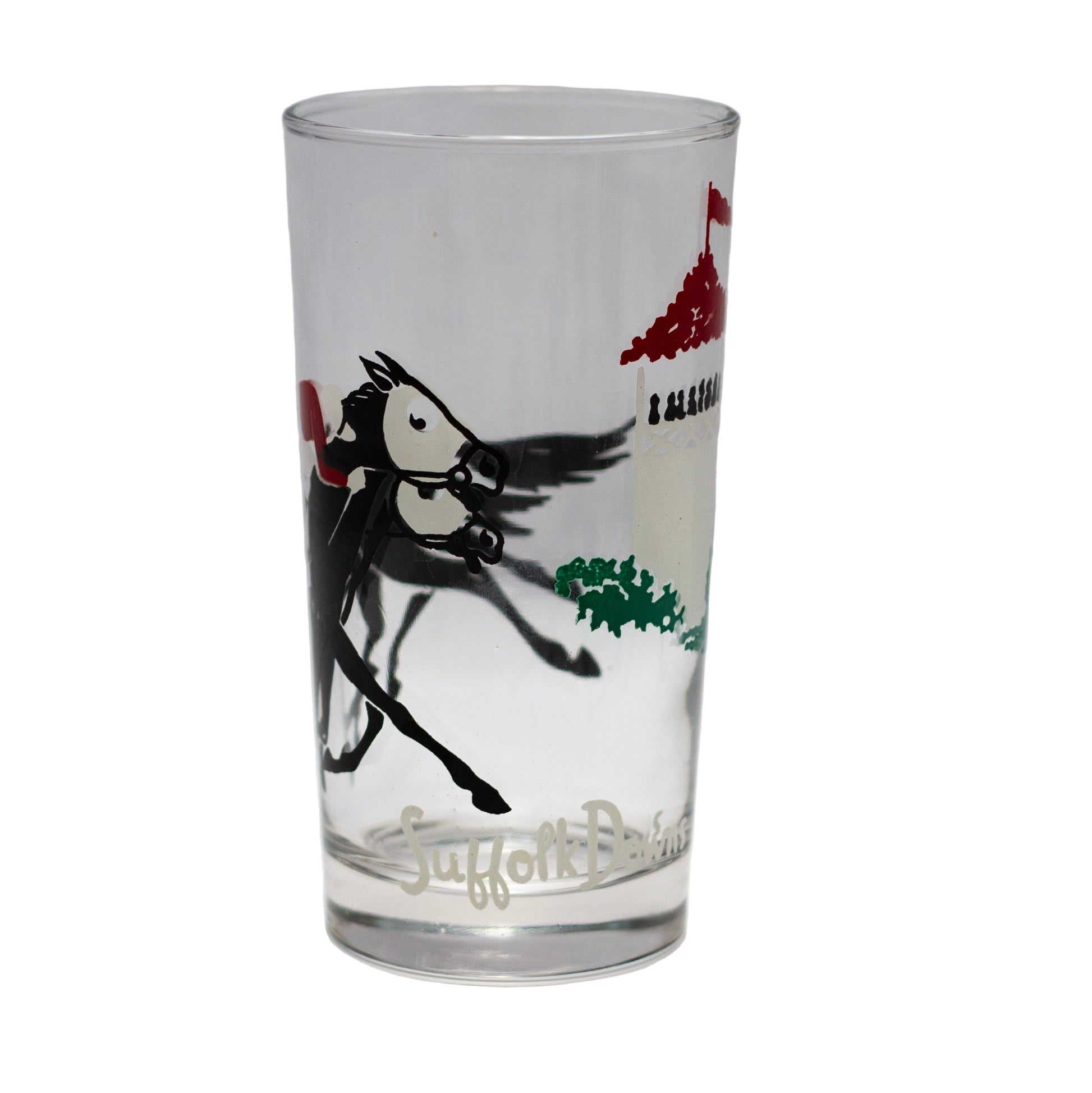 Libbey Safedge Jockey Club Horse Racing Suffolk Downs Glass Back