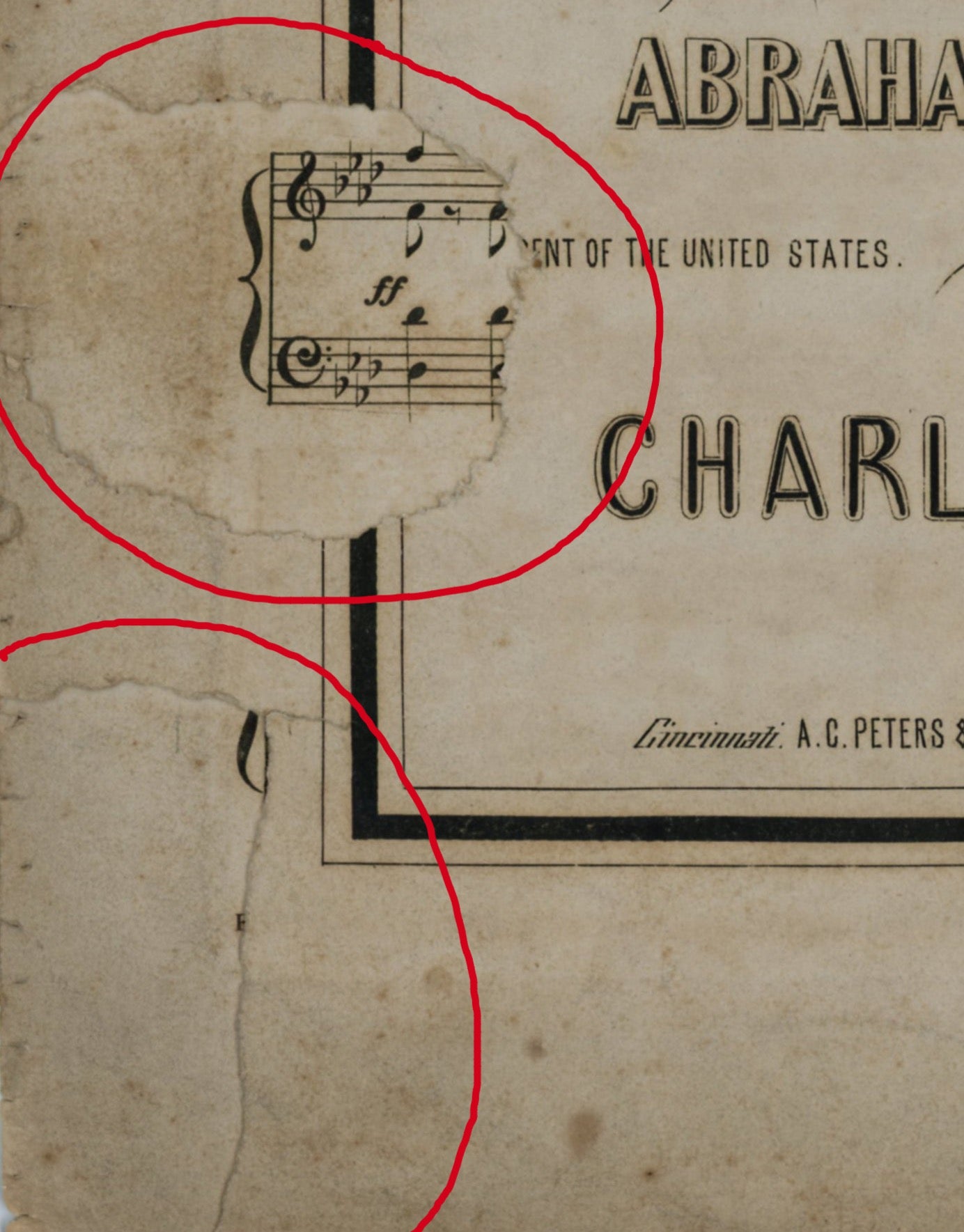 Rare Copy of LINCOLN'S FUNERAL MARCH Sheet Music by Charles Hess ©1865