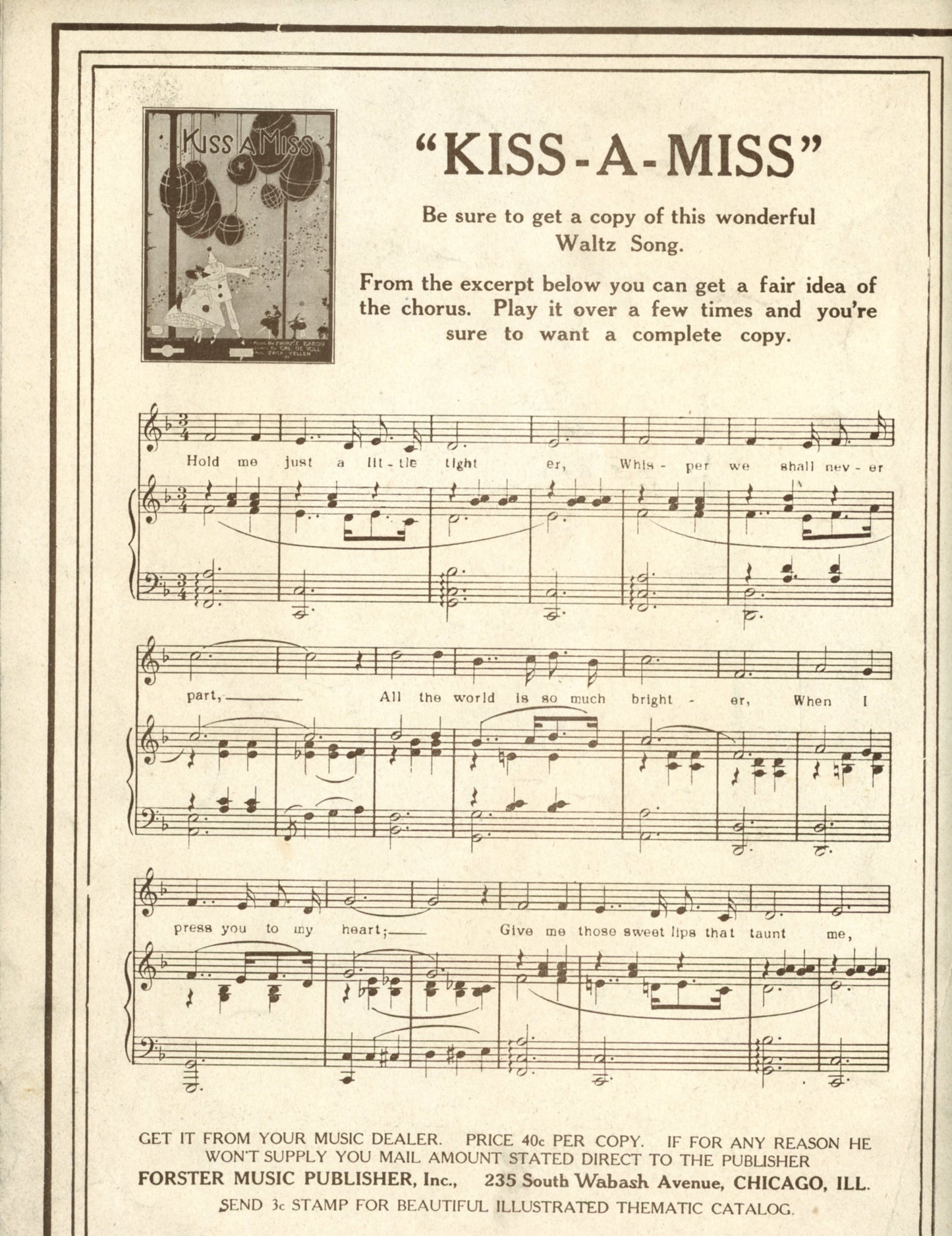 O-HI-O | O-MY!-O! by Jack Yellen and Abe Olman Sheet Music ©1920 BACK KISS A MISS