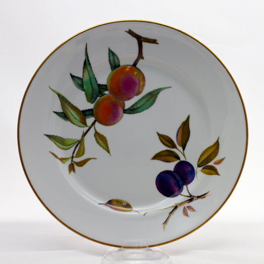 Royal Worcester Evesham Gold 10" Dinner Plate Fine English Bone China with Fruit & Gold Trim