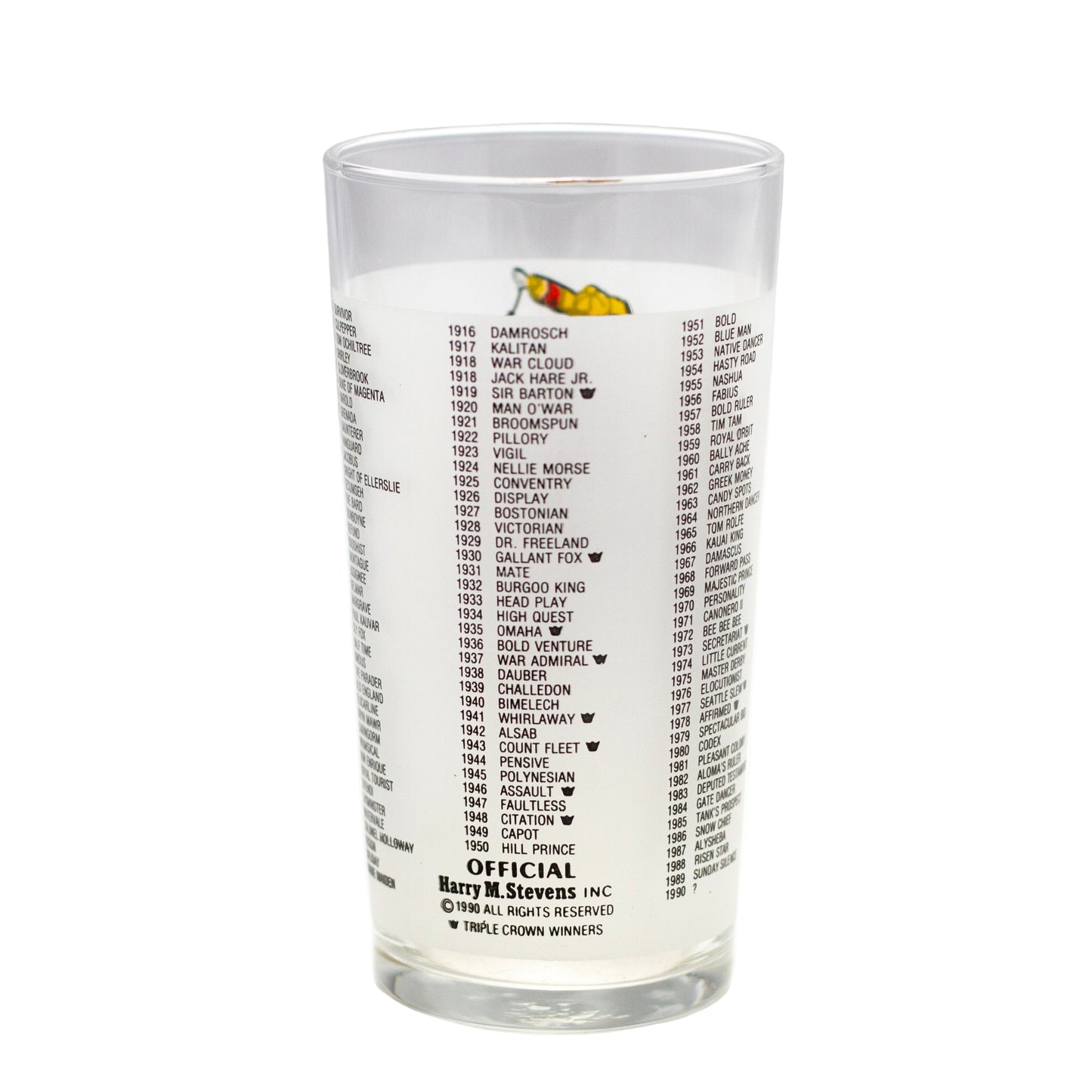 Preakness Stakes Official Bar Glass – 115th Running Circa 1990 Back