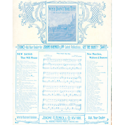 Cowboy Campfire Cover Art — 1907 “San Antonio Song” Sheet Music — Starmer Brothers Illustration