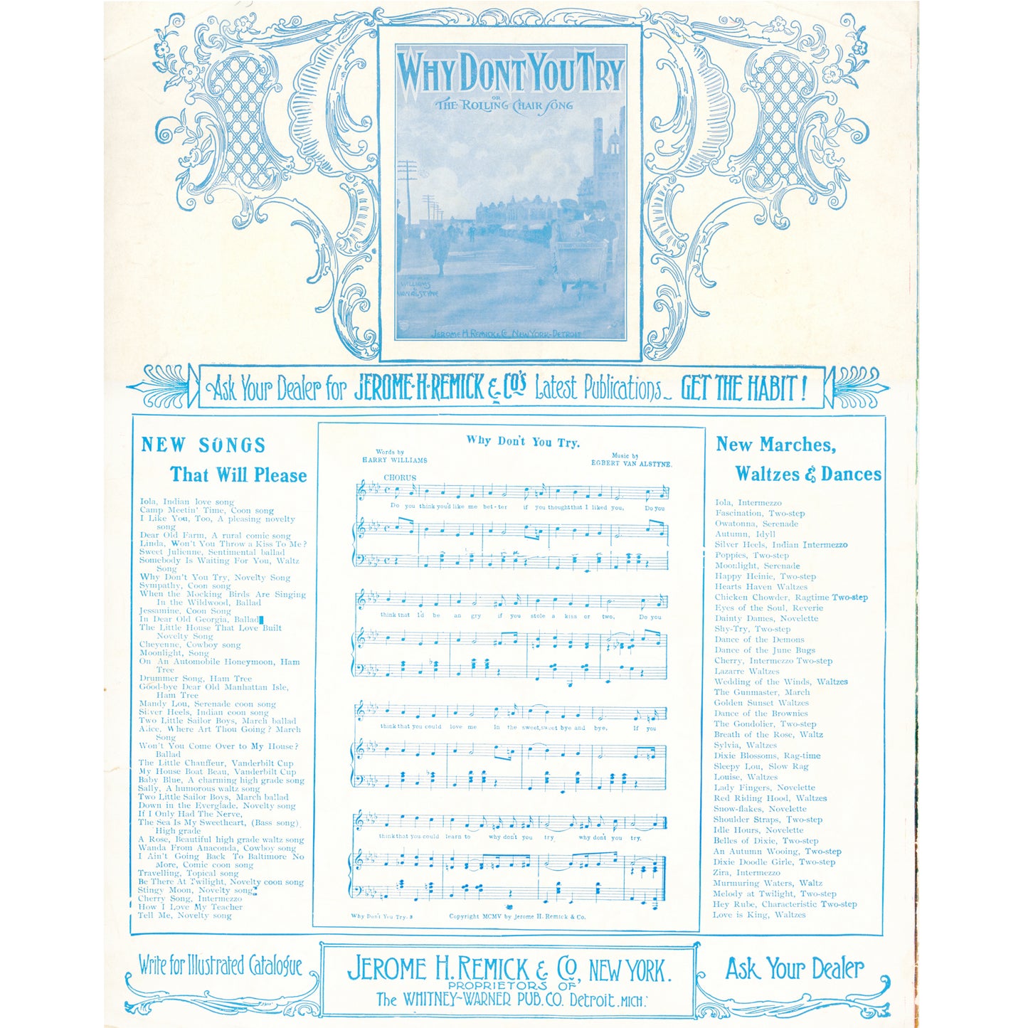 Cowboy Campfire Cover Art — 1907 “San Antonio Song” Sheet Music — Starmer Brothers Illustration