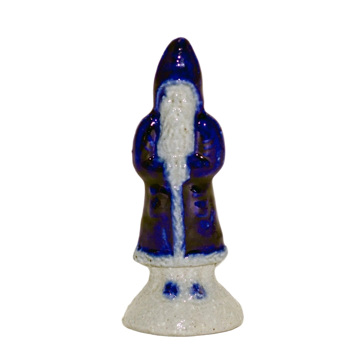 SALMON FALLS STONEWARE Cobalt Blue Salt-Glaze Father Christmas 4" Figure Circa 1995