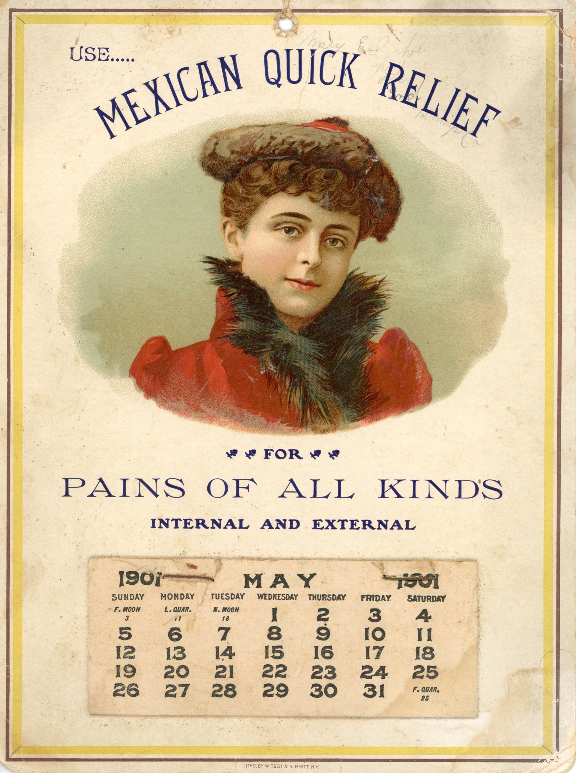 Gooch's Mexican Syrup ANTIQUE ADVERTISING CALENDAR Circa 1901