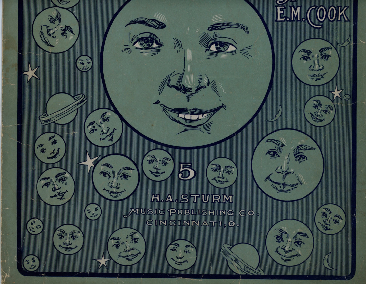 BLUE MOON Two Step by E.M. Cook Antique Sheet Music ©1906