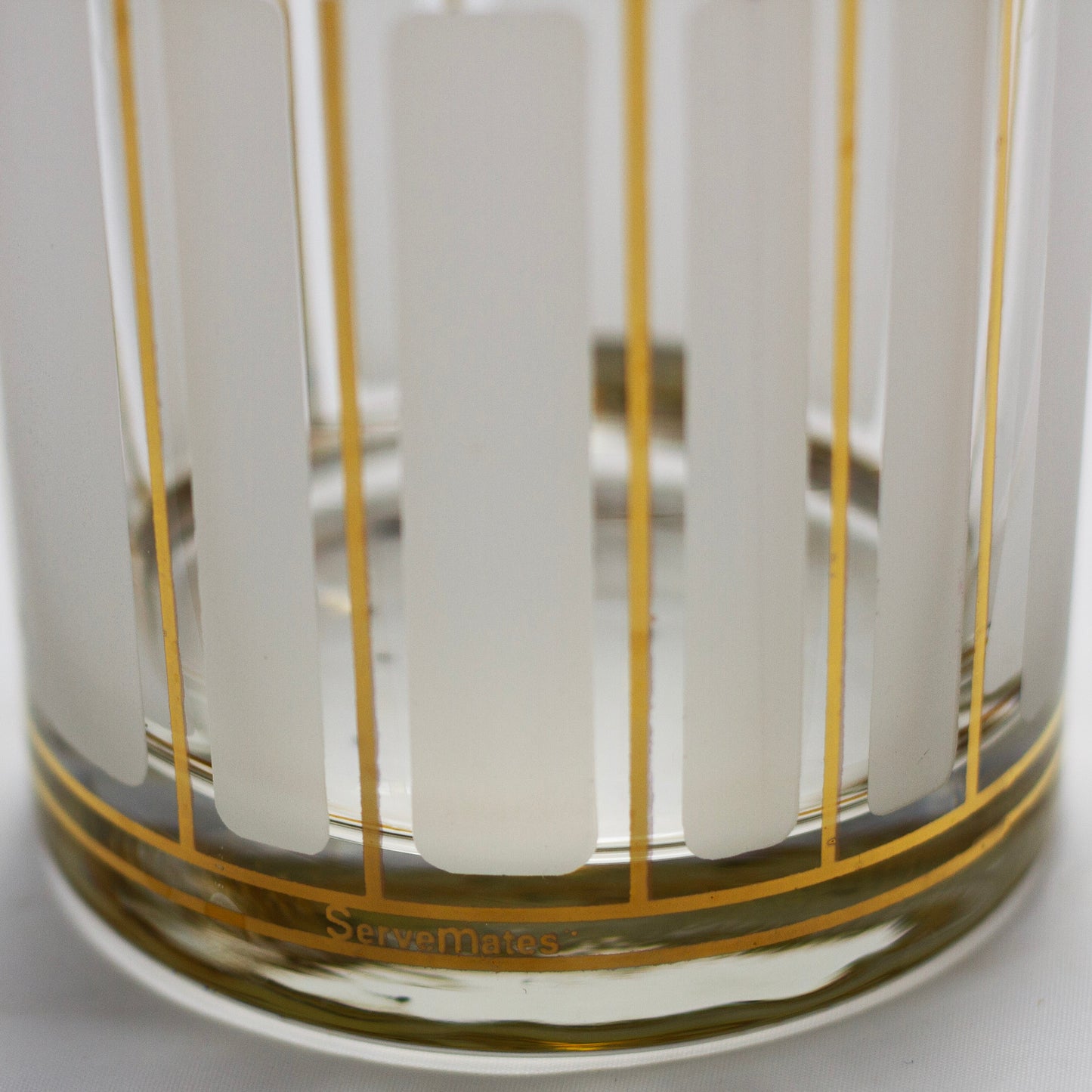 Culver Serve Mates "Frosted Stripe" Double Old-Fashioned Cocktail Glasses - Set of 4