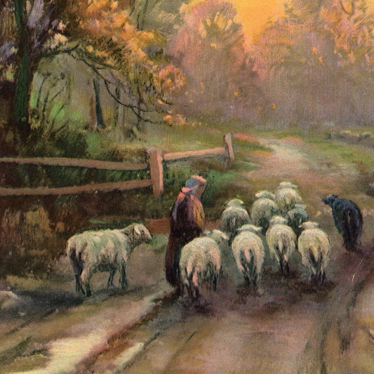Vintage 1940s Calendar Print SHEPHERD SCENE