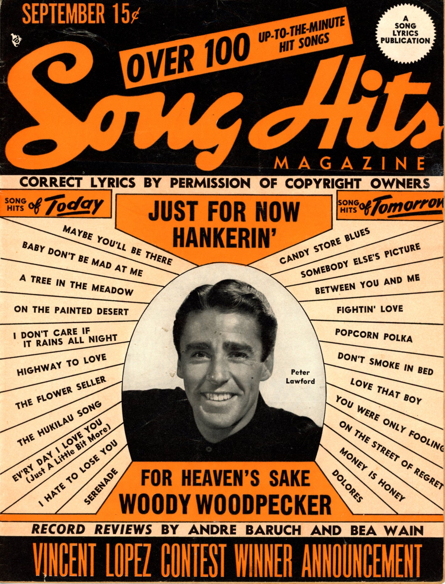 SONG HITS MAGAZINE Peter Lawford Cover September 1948