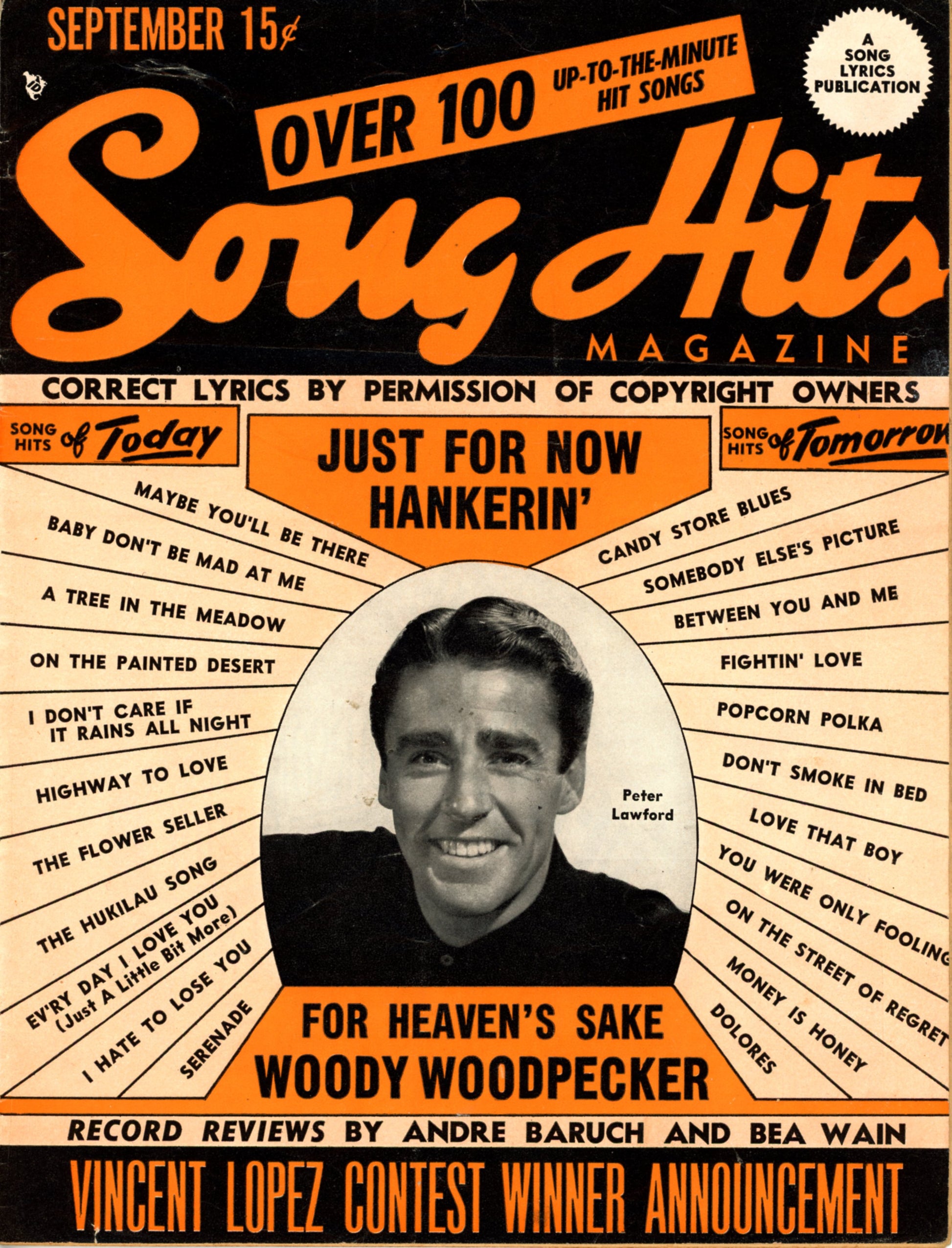 SONG HITS MAGAZINE Peter Lawford Cover September 1948