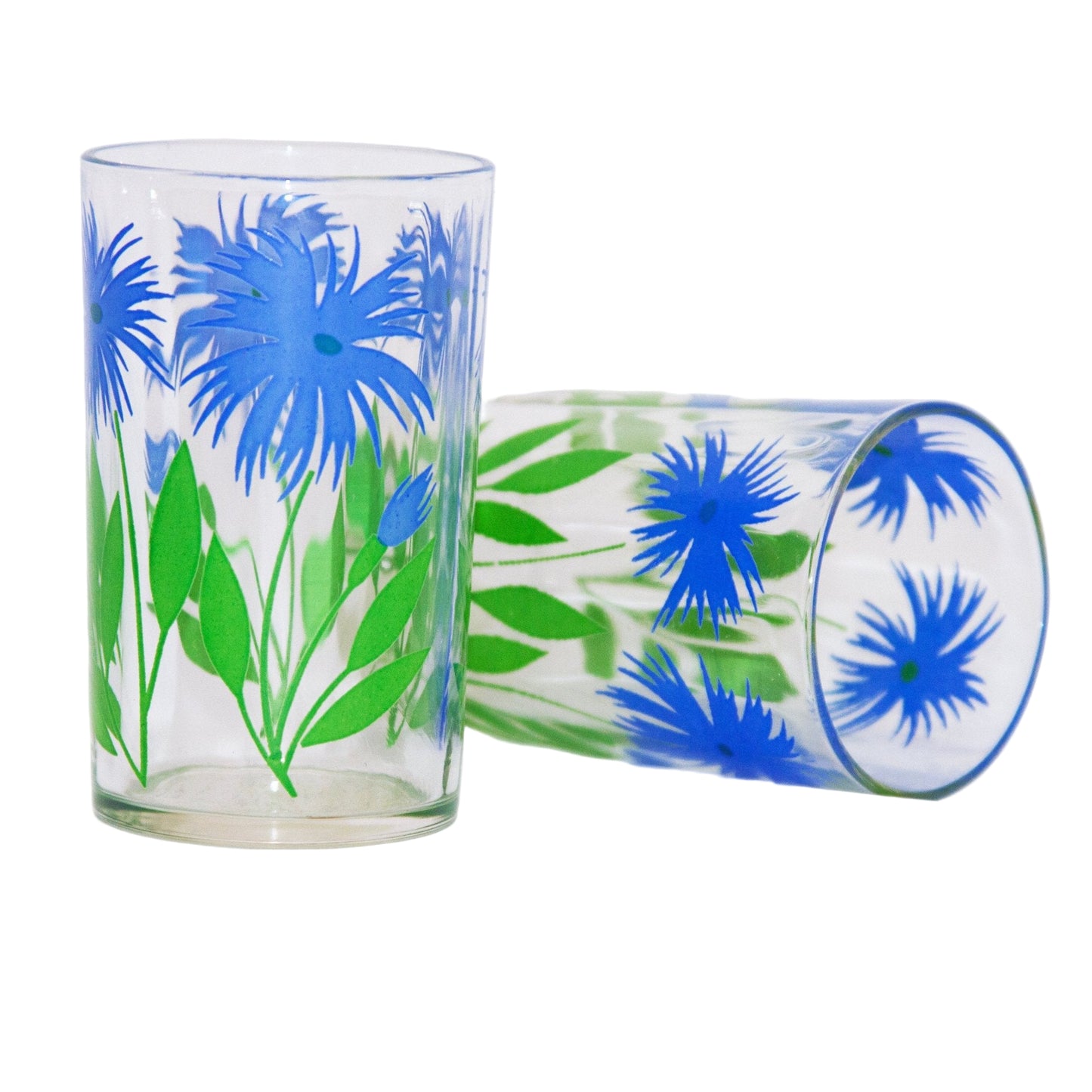 SWANKY SWIG Juice Glasses Cornflower Design Set of 4 Circa 1950 Side