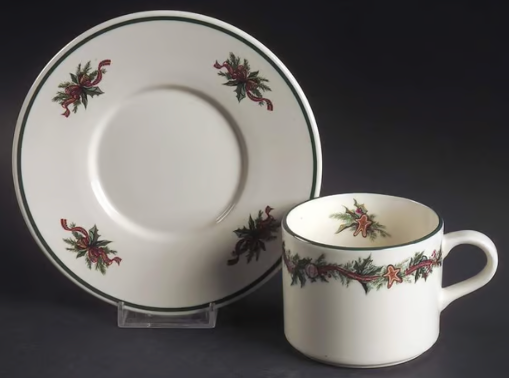 The Cellar O'Tannenbaum Christmas Tree China Cup & Saucer Set