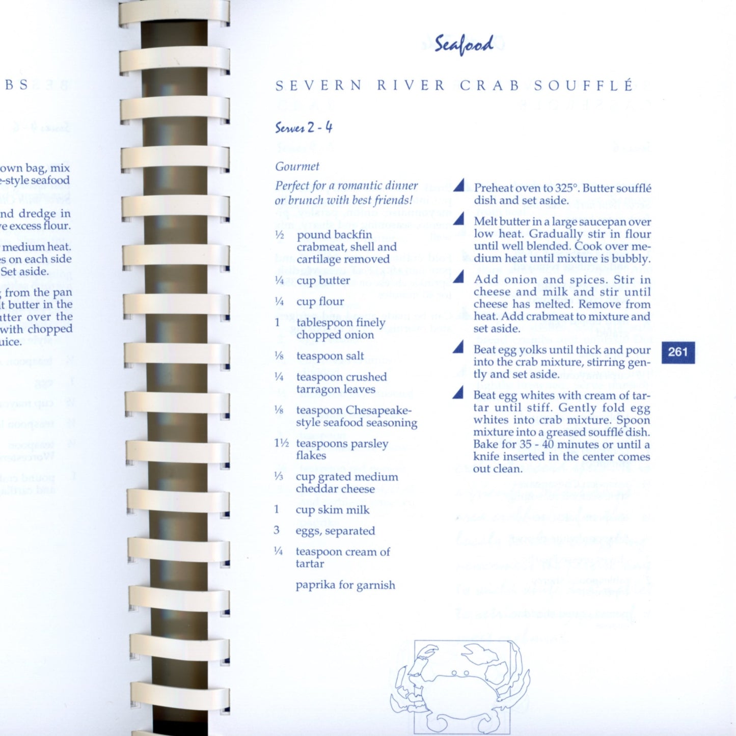 OF TIDE THYME Contemporary & Classic Recipes | The Junior League of Annapolis ©1995 Recipe Sample Crab Soufflé