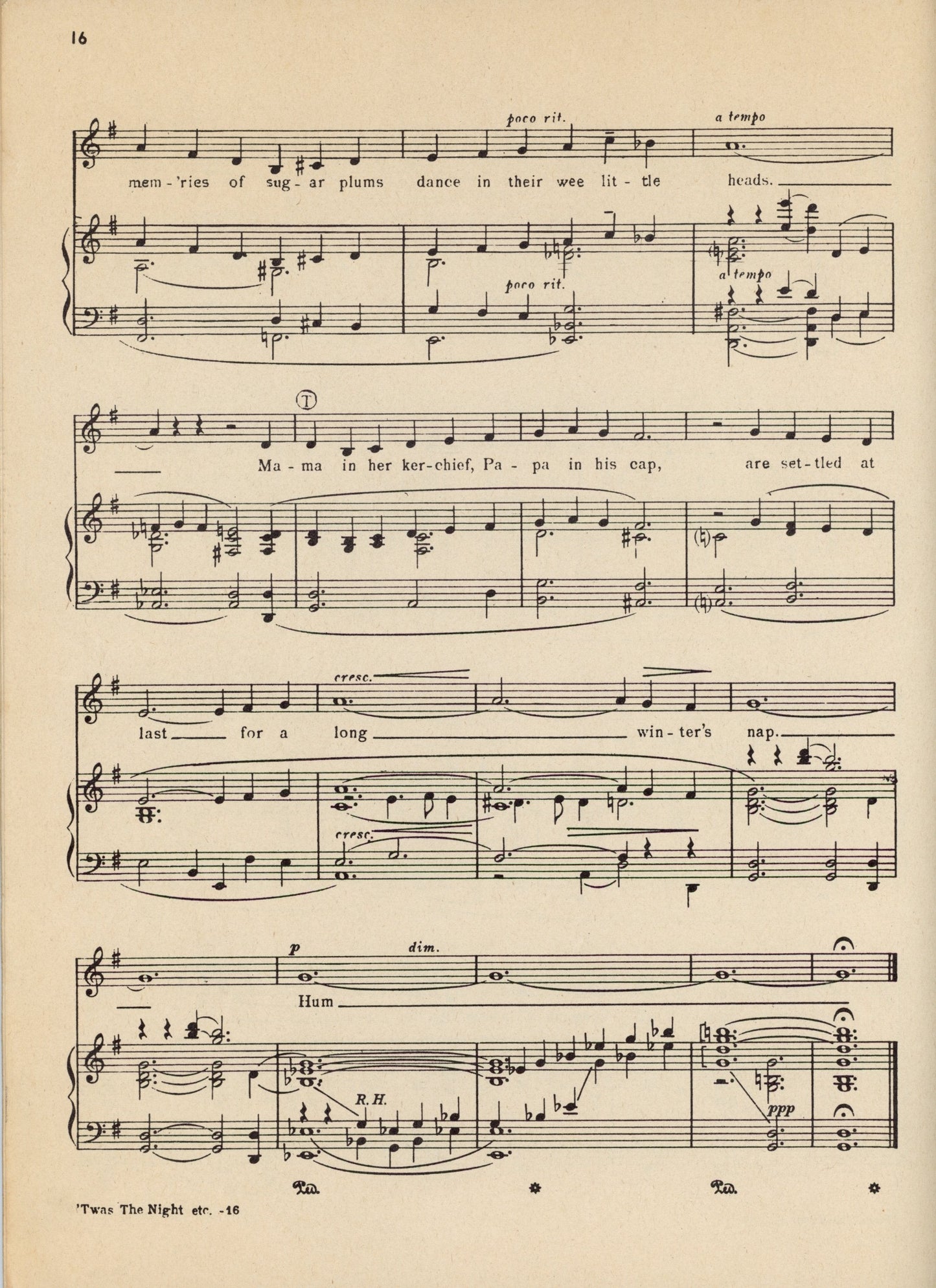 TWAS THE NIGHT BEFORE CHRISTMAS Vintage Sheet Music Arranged by Harry Simone with Music by Ken Darby ©1942