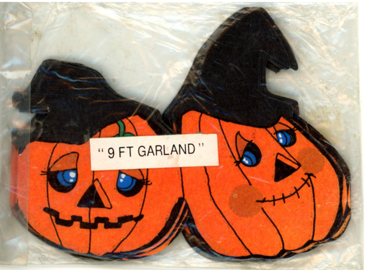 Vintage 1970s Halloween Jack-O-Lantern Garland in Original Packaging