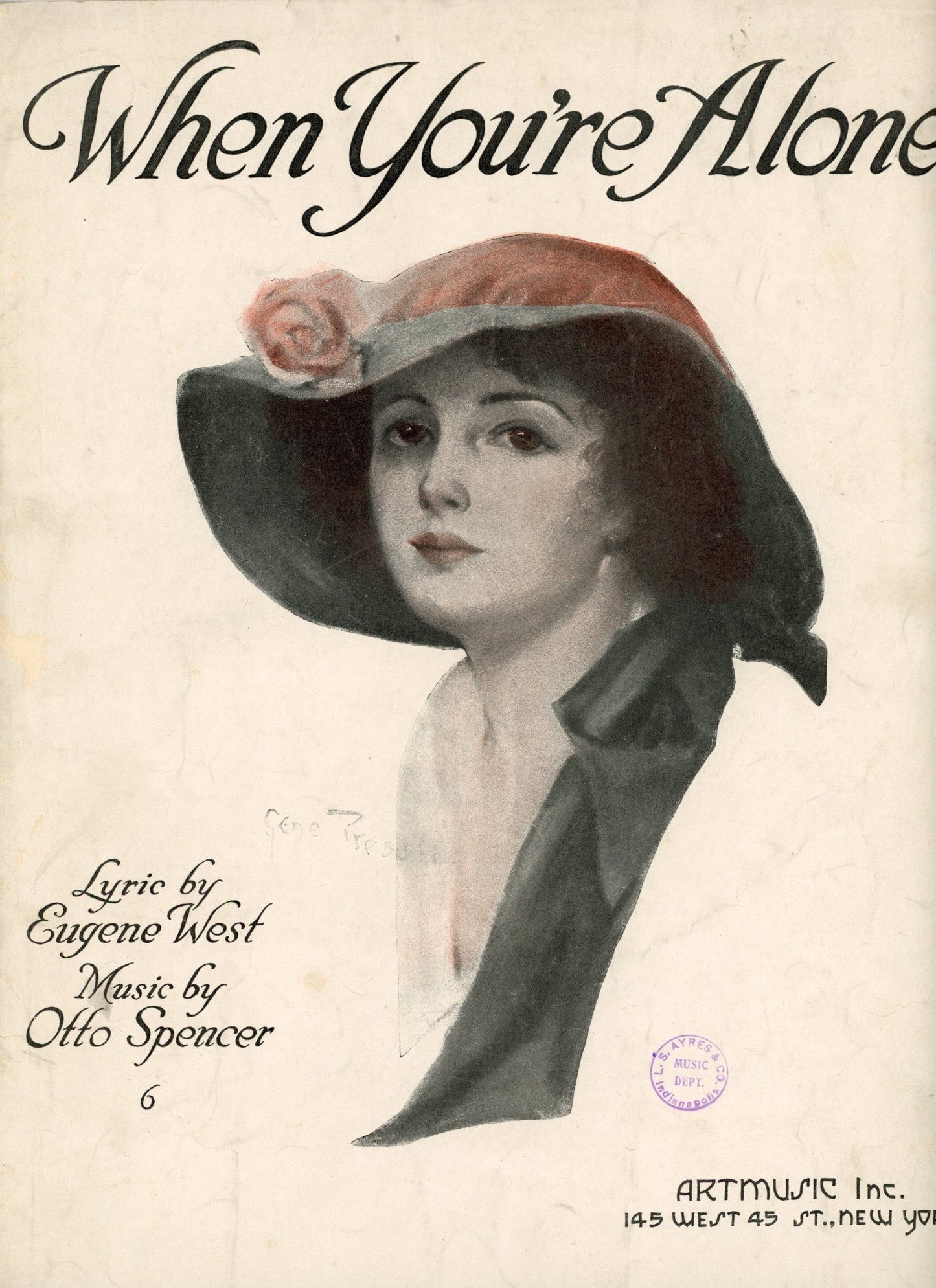WHEN YOU'RE ALONE Sheet Music ©1919 by Otis Spencer & Eugene West (2)