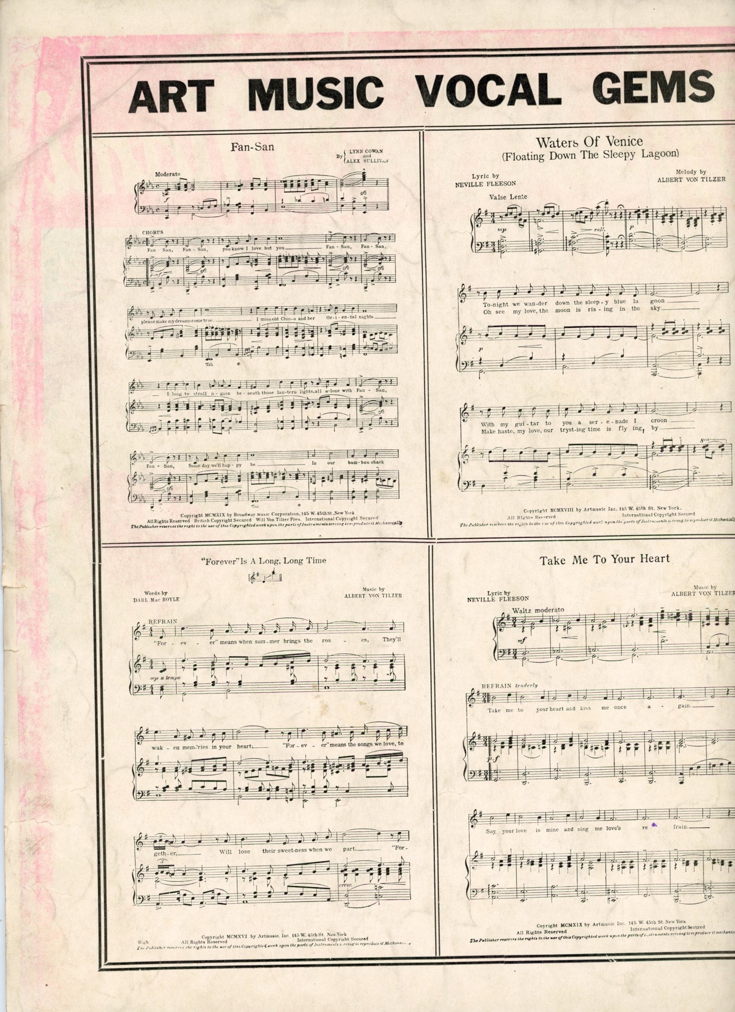 WHEN YOU'RE ALONE Sheet Music ©1919 by Otis Spencer & Eugene West (2)